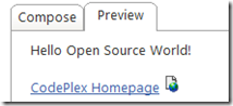 CodePlex Homepage text hyperlinked in wiki