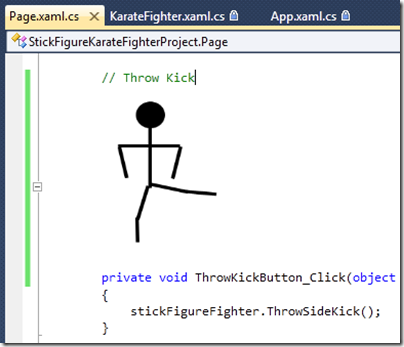 Throwing a side kick within visual studio editor
