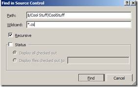 Find in Source Control dialog