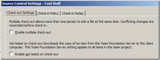 Source Control Settings - uncheck 'Enable multiple check-out'