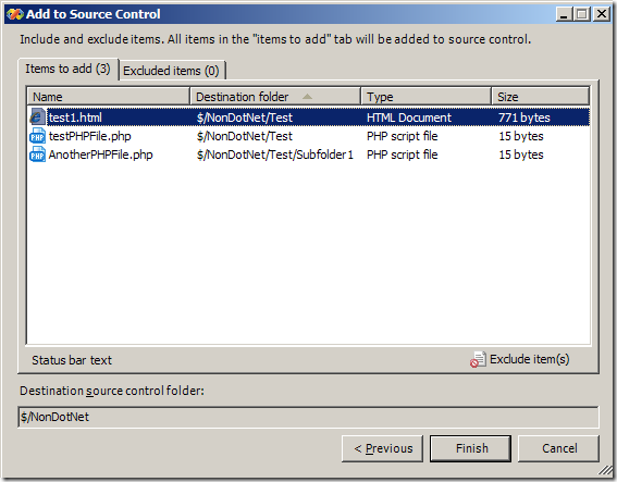 Add to Source Control dialog