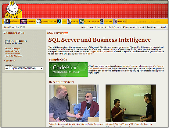 SQL Server BI wiki on Channel 9