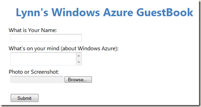Windows Azure Guest Book Application