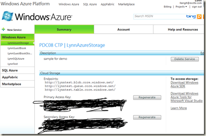 Windows Azure storage endpoint