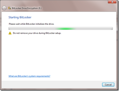 Preparing a USB drive for Windows 7 BitLocker encryption