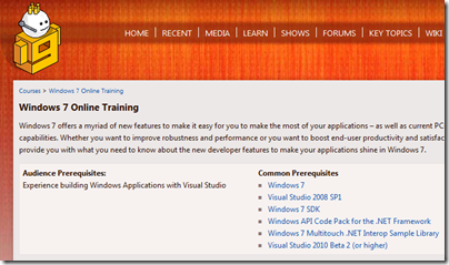 Windows 7 Developer Online Training