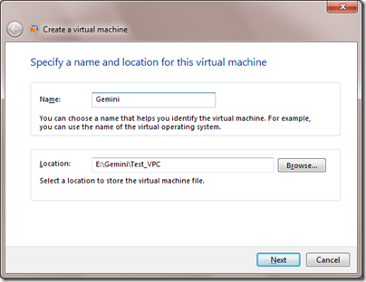 create virtual machine dialog