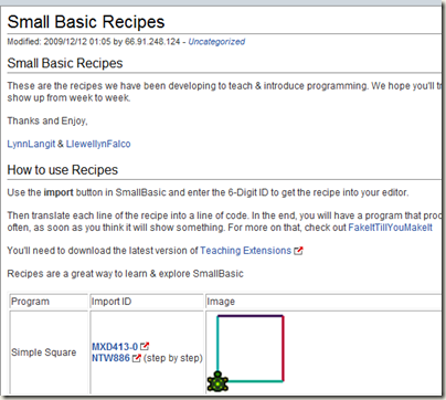 SmallBasic Recipe Wiki