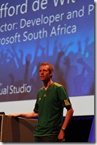 Cliff delivers his keynote address at DevDays 2010, Cape Town