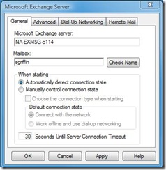 Check Name dialog displayed by ConfigureMsgService