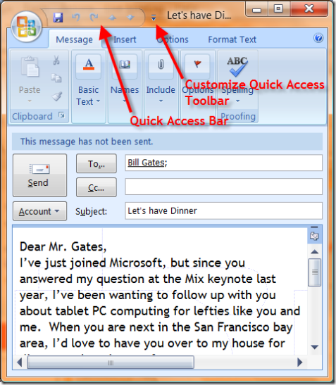 This is not a real email message (but I'd love to have dinner with Mr. Gates.)