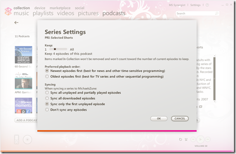 Podcast Series Settings