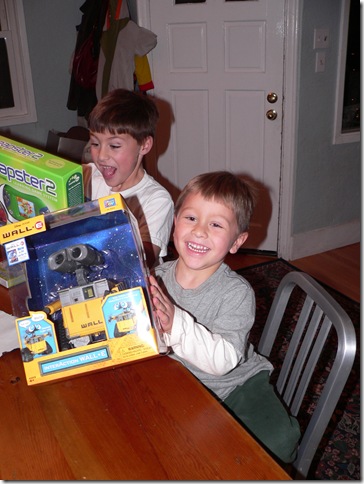 Alex with his Leapster and Sam with his Wall-E
