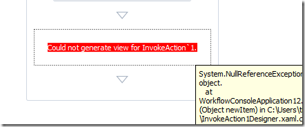 Could not generate view for InvokeAction`1.