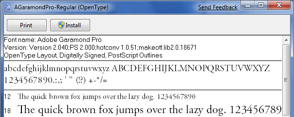 You can install a font in Windows 7 from the standard font viewer dialog.
