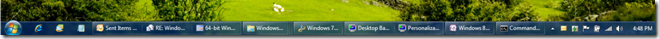 The Windows 7 Taskbar can be configured for a Windows Vista compatibility view.
