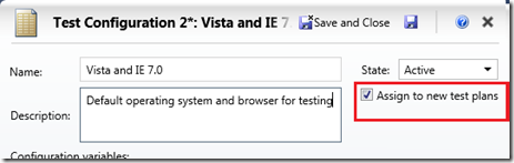 Setting a test configuration as a default for the project