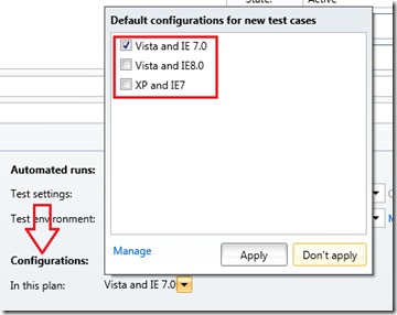 Setting the default configs on a test plan