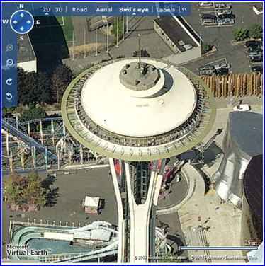 Bird's Eye pohled na Space Needle v Seattle