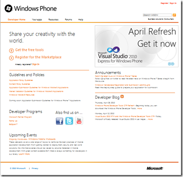 Windows Phone Developer Portal