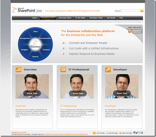 SharePoint 2010 Sneek Preview site