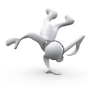 Clipart Illustration of a White Person With A Music Note Head, Listening To Tunes Through Headphones And Break Dancing, Balancing On His Hand