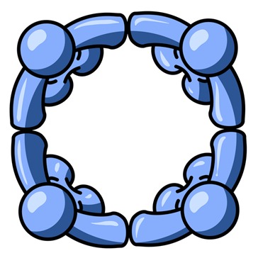 Four Blue People Standing in a Circle and Holding Hands For Teamwork and Unity Clipart Illustration