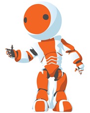 Toon Orange Robot Invititation Pose