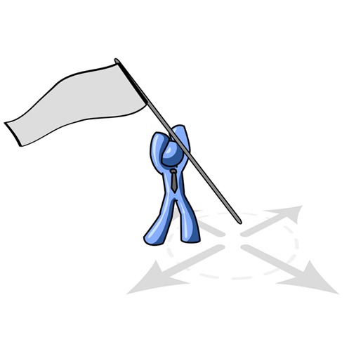 Blue Man Claiming Territory or Capturing the Flag Clipart Illustration