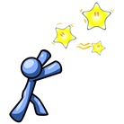 Blue Man Reaching For the Stars Clipart Illustration