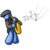 Musical Blue Man Playing Jazz With a Saxophone Clipart Illustration