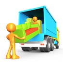 Clipart Illustration of Two Orange Male Figures Lifting And Load