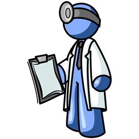 Blue Male Doctor Holding a Clipboard Clipart Illustration