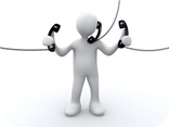 Stock Illustration of a Busy White Person Holding And Talking On Three Corded Telephones