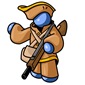 Blue Man in Hunting Gear, Carrying a Rifle Clipart Illustration