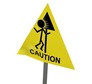 Orange Person Seeing Stars And Lying On Their Back After Slipping In Front Of A Caution Sign Clipart Illustration Image