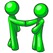 Lime Green Man Wearing A Tie, Shaking Hands With Another Upon Agreement Of A Business Deal Clipart Illustration