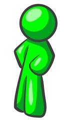 Lime Green Man Standing With His Hands on His Hips Clipart Illustration