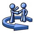 Blue Salesman Shaking Hands With a Client While Making a Deal Clipart Illustration