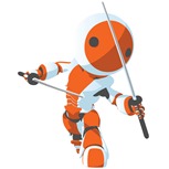 Toon Orange Robot Ninja Front Pose