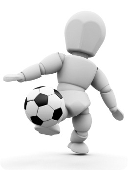 Clipart Illustration of a White Character Kiking A Soccer Ball Up While Playing A Game