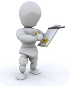 Clipart Illustration of a White Character Taking Notes Down On A Clipboard, A Supervisor, Manager, Or Someone Taking Inventory