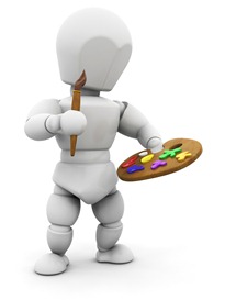 Clipart Illustration of a White Character Holding A Paintbrush And A Paint Palette