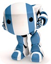 Blue And White Robot Holding His Own Head in His Hands Clipart Illustration