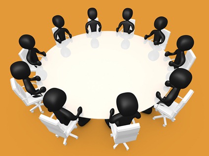 Clipart Illustration of a Group Of Black People Seated And Holdi