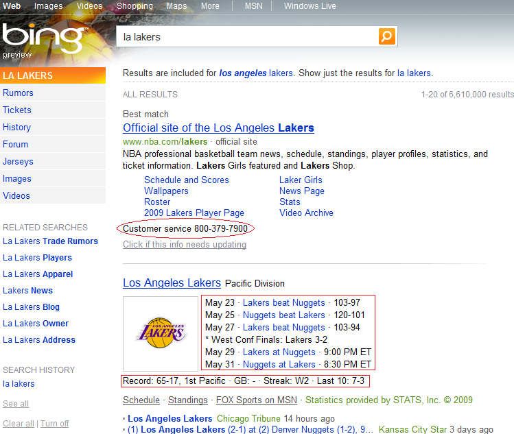 Beispiel Bing Suchergebnis