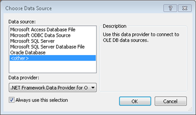 Choose Data Source screen in Expression Web 3