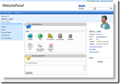 Screenshot WebsitePanel ein web-basiertes Konfigurationstool für Webserver und Webhosting