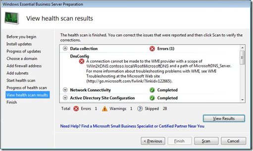 A connection cannot be made to the WMI provider with a scope of \\Win2kDNS.contoso.local\Root\MicrosoftDNS and a path of MicrosoftDNS_Server. For more information about troubleshooting problems with WMI, see WMI Troubleshooting at the Microsoft Web site (https://go.microsoft.com/fwlink/?linkid=122665).