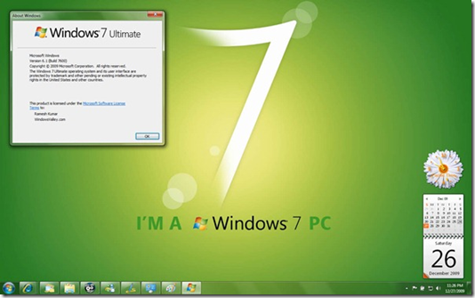 Windows Valley's “I’m Windows 7 PC” Windows 7 Desktop Theme